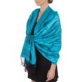 thumbnail image 1 of Sakkas Lightweight Two Tone Paisley Design Pashmina Fringe Scarf / Stole / Wrap - Turquoise / Black - 27W x 72 L, 1 of 11