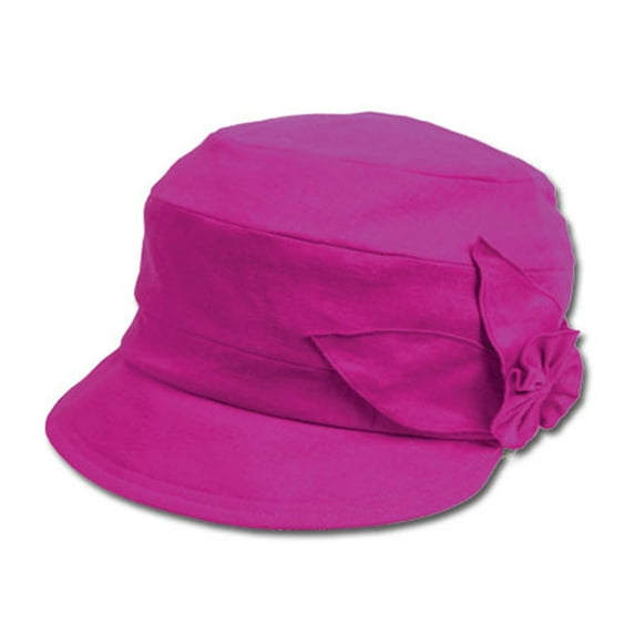 Sakkas Linen Flower Soft Brim Cadet Cap / Hat - Fuchsia - One Size