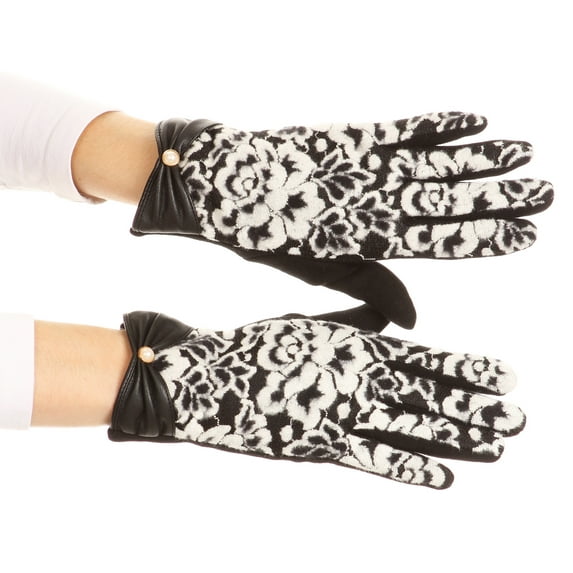 Sakkas Liya Classic Warm Driving Touch Screen Capable Stretch Gloves Fleece Lined - 1799-black - L/XL