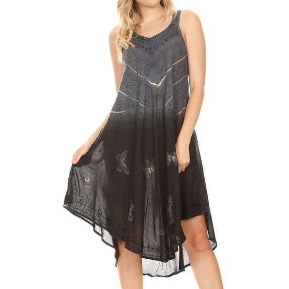 Sakkas Liz Women's Maxi Loose Sleeveless Summer Casual Tank Dress Cover-up Caftan - 19321-Black - One Size Regular