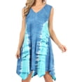 thumbnail image 1 of Sakkas Lunna Women's Casual Sleeveless Hi-low V-neck Knit Tie-dye Dress Cover-up - Blue/mint - S-M, 1 of 5