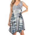 thumbnail image 1 of Sakkas Lunna Women's Casual Sleeveless Hi-low V-neck Knit Tie-dye Dress Cover-up - Grey - L-XL, 1 of 5