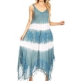 thumbnail image 1 of Sakkas Lupe Women's Casual Summer Fringe Maxi Loose V-neck High-low Dress Cover-up - Teal - One Size Regular, 1 of 5