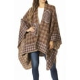 thumbnail image 1 of Sakkas Lupe Womens Reversible Poncho Wrap Cape Shawl Sweater Coat Cardigan Pattern - Houndstooth Brown - One Size Regular, 1 of 7