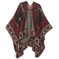 thumbnail image 1 of Sakkas Lupe Womens Reversible Poncho Wrap Cape Shawl Sweater Coat Cardigan Pattern - Tile Burgundy - One Size Regular, 1 of 7