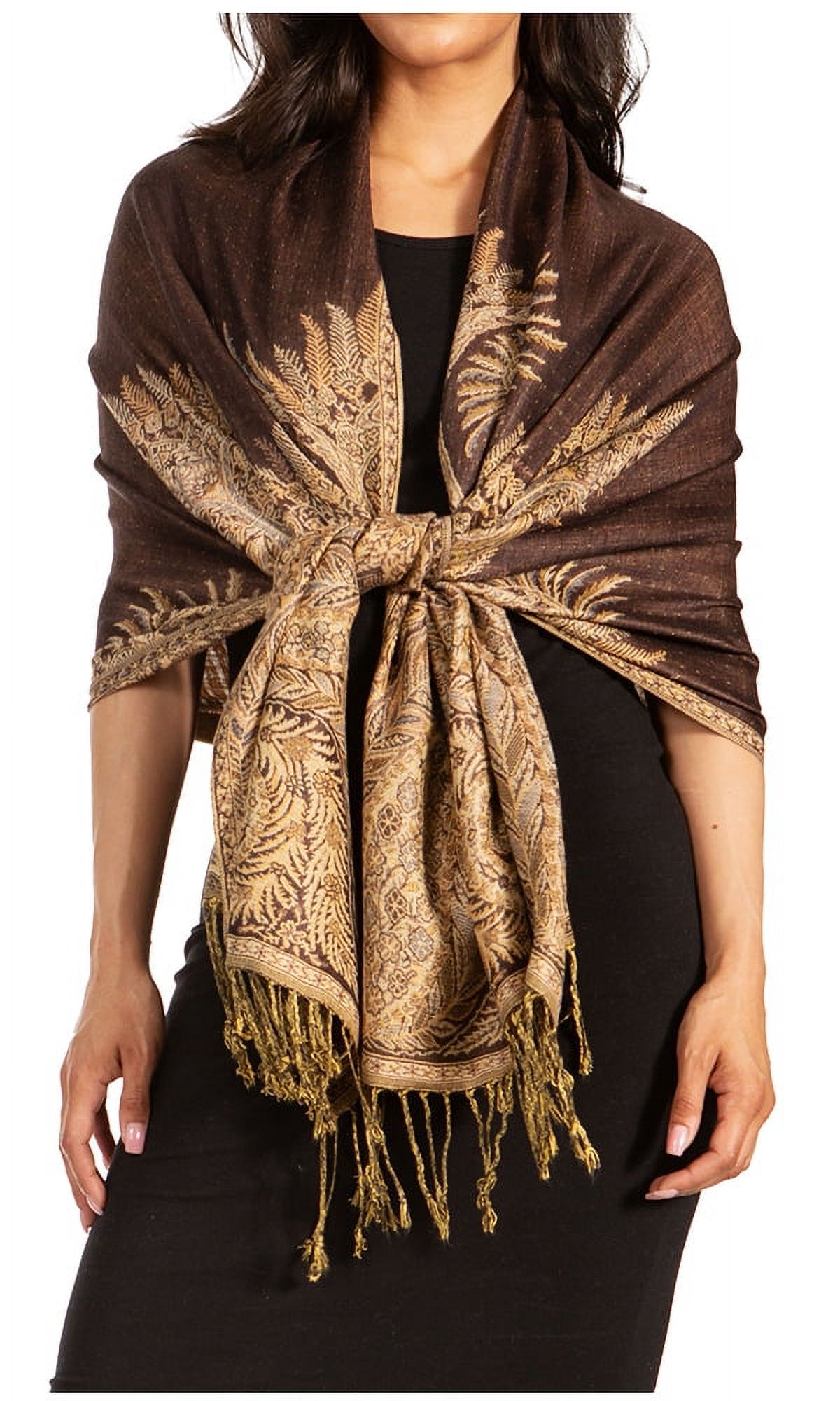Sakkas Châle Pashmina Jacquard Vintage - Écharpe Étole 200x71cm - 100% Acrylique