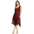 thumbnail image 1 of Sakkas Magdilena Stonewashed Corset Front Embroidered Dress - Burgandy - S/M, 1 of 5