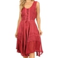 thumbnail image 1 of Sakkas Magdilena Stonewashed Corset Front Embroidered Dress - Fuchsia - L/XL, 1 of 5