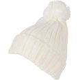 thumbnail image 1 of Sakkas Makena Unisex Pom Pom Solid Color Winter Beanie Cap - Cream - OS, 1 of 1