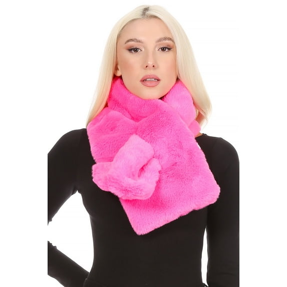Sakkas Malen Long Rectangle Faux Fur Warm Soft Furry Wrap Around Loophole Scarf - Baby Pink - OS