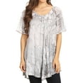 thumbnail image 1 of Sakkas Maliky Wide Corset Neck Floral Embroidered Cap Sleeve Blouse Top Shirt - White - One Size Regular, 1 of 5