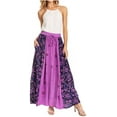 thumbnail image 1 of Sakkas Maran Women's Boho Embroidery Skirt with Lace Elastic Waist and Pockets - Purple - One Size, 1 of 5
