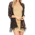 thumbnail image 1 of Sakkas Mari Women's Large Lightweight Soft Lace Scarf Wrap Shawl Floral and Fringe - BlackRoseLace - One Size, 1 of 5