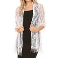 thumbnail image 1 of Sakkas Mari Women's Large Lightweight Soft Lace Scarf Wrap Shawl Floral and Fringe - WhiteRoseLace - One Size, 1 of 5