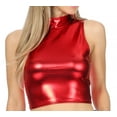thumbnail image 1 of Sakkas Mariana Women's Party Liquid Shiny Metallic Stretch Sleeveless Tank Top - Red - XX-Large, 1 of 5