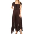thumbnail image 1 of Sakkas Marigold Embroidered Fairy Dress - Chocolate - 1X/2X, 1 of 6