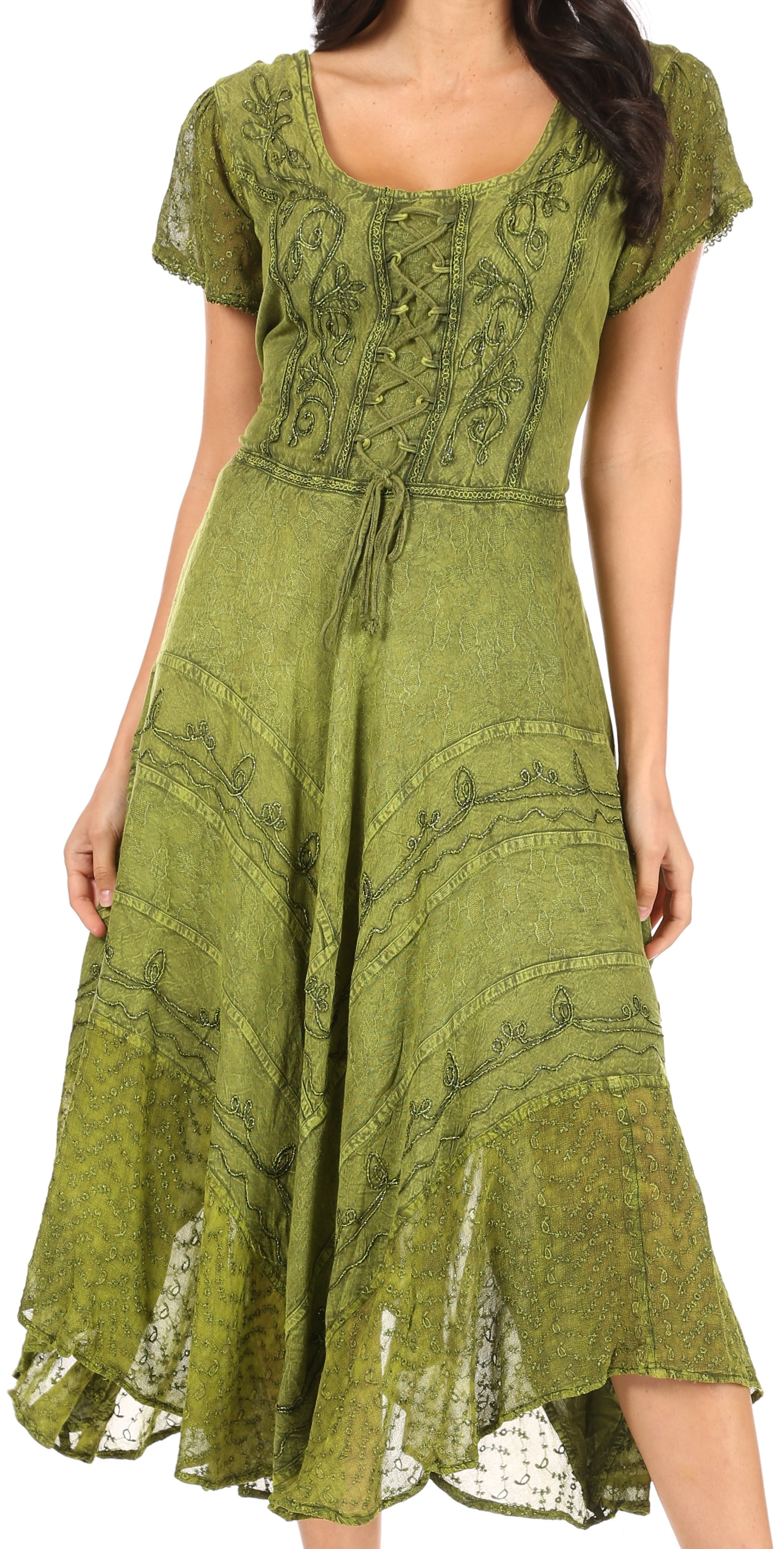Sakkas Marigold Embroidered Fairy Dress - Green - S/M - Walmart Business  Supplies