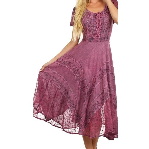 Sakkas Marigold Embroidered Fairy Dress - Orchid - S/M