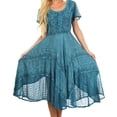 thumbnail image 1 of Sakkas Marigold Embroidered Fairy Dress - Turquoise - One Size Regular, 1 of 5