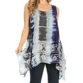 thumbnail image 1 of Sakkas Marin Women's Sleeveless Loose Boho Casual Tank Top Blouse Tie-dye & Batik - Turq - One Size, 1 of 5
