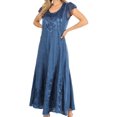 thumbnail image 1 of Sakkas Marni Women's Casual Maxi Short Sleeve Stonewashed Long Caftan Dress Lace - Navy - L/XL, 1 of 5
