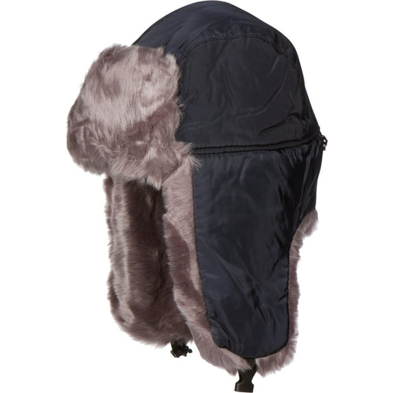 Sakkas Martin Adjustable Casual Aviator Ushanka Trapper Hat Faux Fur Lined - Blue - XL/XXL