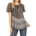 thumbnail image 1 of Sakkas Marzia Women's Loose Fit Short Sleeve Casual Tie Dye Batik Blouse Top Tunic - Gray - Plus Size, 1 of 5