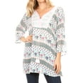 thumbnail image 1 of Sakkas Matia Women's Casual Summer Cotton Long Sleeve Print Loose Tunic Top Blouse - 19924-pink - S/M, 1 of 5