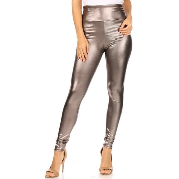 Sakkas Matte Liquid High Waist Stretch Leggings - Made in USA - Gray - Medium