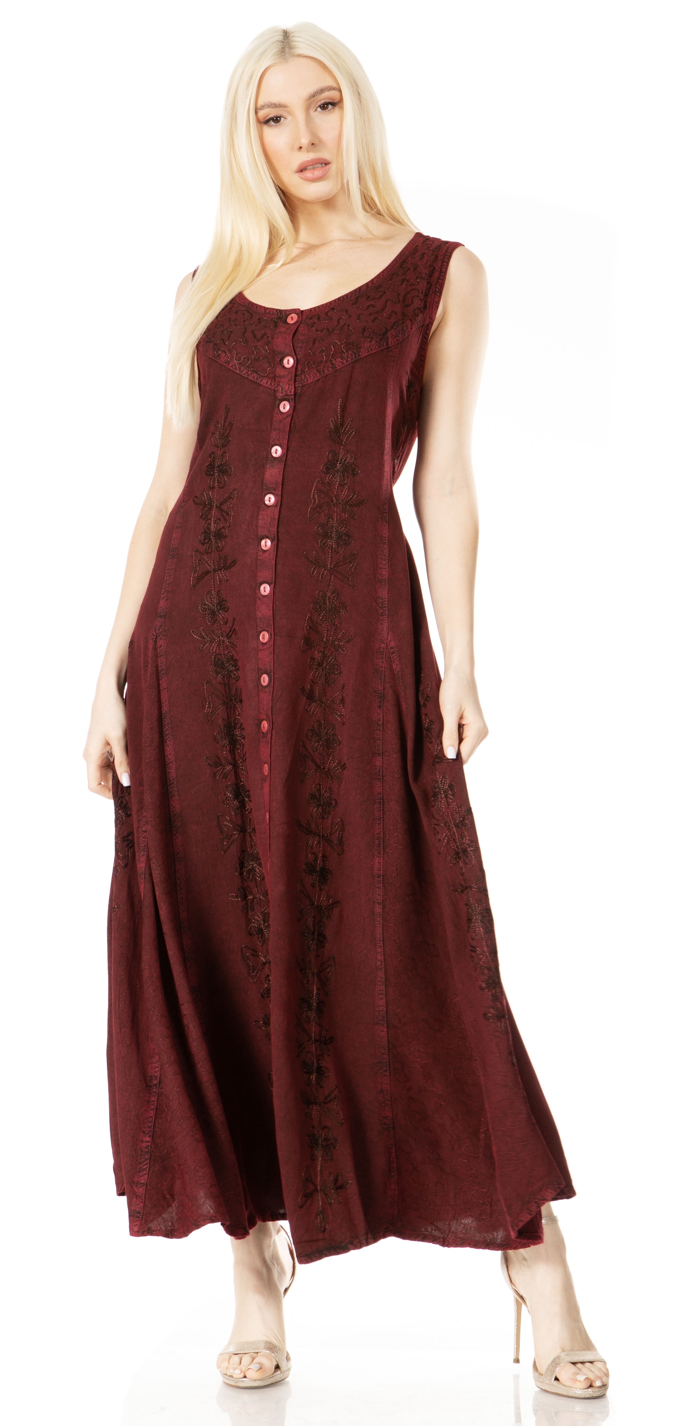 blue dress for baby girl Maya Burgundy Corsage Halter Floral Maxi Dress – Maya Deluxe main image 1