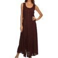 thumbnail image 1 of Sakkas Maya Floral Embroidered Sleeveless Button Up Rayon Dress - Chocolate - L/XL, 1 of 5