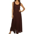 thumbnail image 1 of Sakkas Maya Floral Embroidered Sleeveless Button Up Rayon Dress - Chocolate - S/M, 1 of 5
