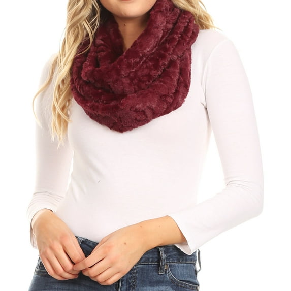 Sakkas Mellah Long Wide Soft Fuzzy Infinity Fall Winter Wrap Scarf - Burgandy - One Size Regular