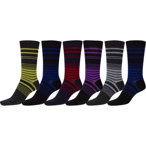 Sakkas Men's Classic Patterned Dress Socks Value 6-Pack - Stripe 5 - 10-13