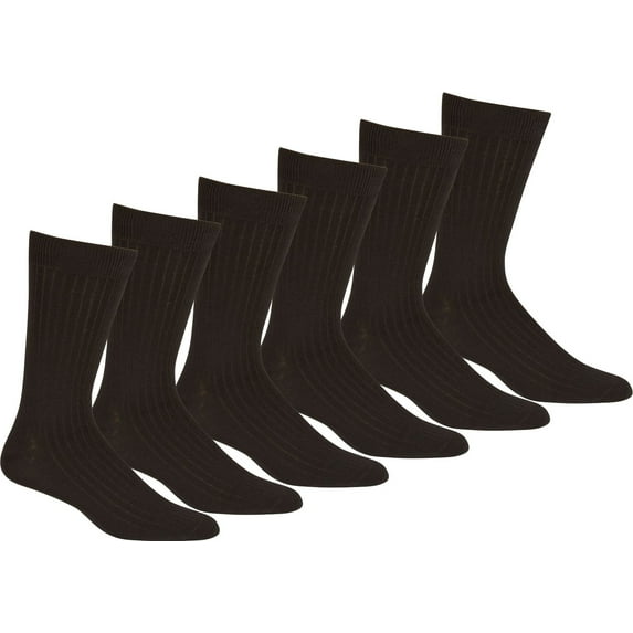 Sakkas Men's Cotton Blend Ribbed Dress Socks - Black 6-Pack
