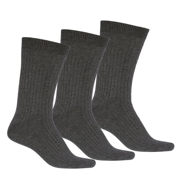 Sakkas Men's Cotton Blend Ribbed Dress Socks - Grey 3-Pack