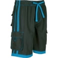 thumbnail image 1 of Sakkas Mens Contrast Stripes Skate Surf Board Short / Swim Trunks - Charcoal Turquoise - 5XL, 1 of 2