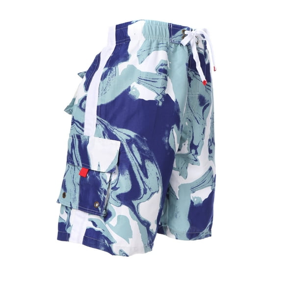 Sakkas Mens Multi Color Wave Design Skate Surf Board Short Swim Trunks - Navy - Medium