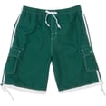 thumbnail image 1 of Sakkas Mens Solid Color with Contrast Stripes Skate Surf Board Short / Swim Trunks - Green - 4XL, 1 of 2