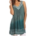 thumbnail image 1 of Sakkas Merida Ombre Relaxed Fit Sleeveless V-Neck Blouse - Teal - One Size Regular, 1 of 5