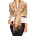 thumbnail image 1 of Sakkas Mia Reversible Brocade Paisley Scarf Wrap Shawl Soft and Light - Camel - One Size Regular, 1 of 5