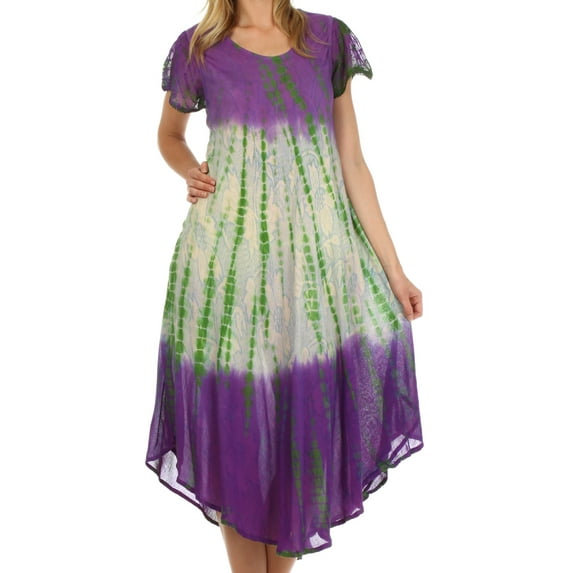 Sakkas Mika Ombre Floral Caftan Dress - Purple / Cream - One Size