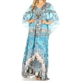 thumbnail image 1 of Sakkas Milanna Women's V neck Short Sleeve Vibrant Print Caftan Dress Cover-up - Print-3 - One Size, 1 of 5