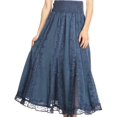 thumbnail image 1 of Sakkas Monola Long Tall Lace Embroidered Paneled Adjustable Waist Flare Skirt - Air Force Blue - Large, 1 of 5