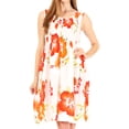 thumbnail image 1 of Sakkas Murni Women's Casual Summer Cocktail Elastic Stretchy Floral Print Dress - W-Orange - One Size, 1 of 5