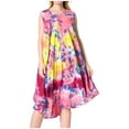 thumbnail image 1 of Sakkas Neja Women's Casual Maxi Summer Sleeveless Loose Fit Tie Dye Tank Dress - 19251-BluePink - One Size Regular, 1 of 5