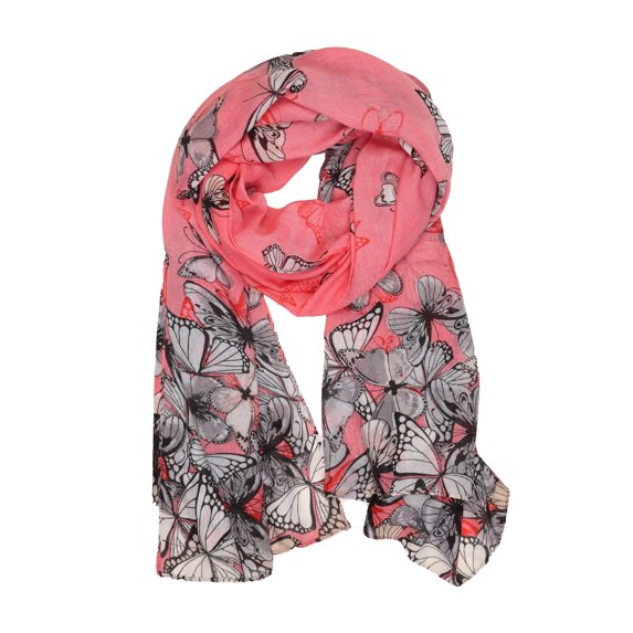 Sakkas Nichole summer gauze featherweight patterned versitile sheer scarf wrap - 5-Hot Pink - One Size Regular