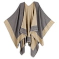 thumbnail image 1 of Sakkas Nila Women's Reversible Open Front Large Poncho Shawl Wrap Scarf Cape Ruana - Cream - One Size, 1 of 7