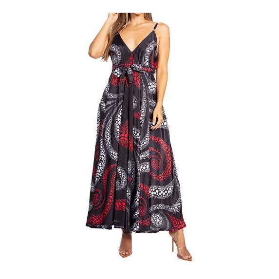 Sakkas Niza Women's Maxi Summer Casual Sleeveless Floral V neck Loose Long Dress - 28-Multi - One Size