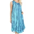 thumbnail image 1 of Sakkas Nora Sleeveless Embroidered Short Tie Dye Caftan Dress / Cover Up - 2-PacificBlue - One Size, 1 of 5